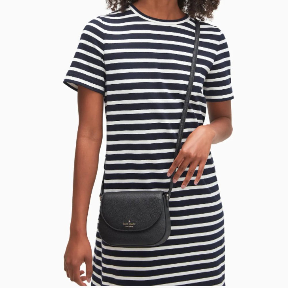 NWT KATE SPADE BLACK LEILA MINI FLAP CROSSBODY BAG
